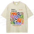 Unisex Bauhaus Geometric Square Printed Washed Tee