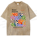 Unisex Bauhaus Geometric Square Printed Washed Tee