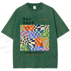 Unisex Bauhaus Geometric Square Printed Washed Tee