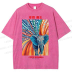 Unisex Yayoi Kusama Polka Dot Elephant Printed Washed Tee