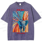 Unisex Yayoi Kusama Polka Dot Elephant Printed Washed Tee