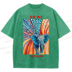Unisex Yayoi Kusama Polka Dot Elephant Printed Washed Tee