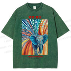 Unisex Yayoi Kusama Polka Dot Elephant Printed Washed Tee