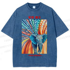 Unisex Yayoi Kusama Polka Dot Elephant Printed Washed Tee