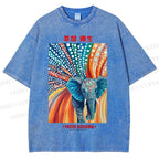 Unisex Yayoi Kusama Polka Dot Elephant Printed Washed Tee