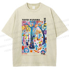 Unisex Yayoi Kusama Fox Printed Washed Tee