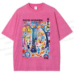 Unisex Yayoi Kusama Fox Printed Washed Tee