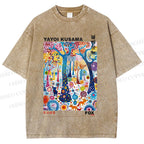 Unisex Yayoi Kusama Fox Printed Washed Tee