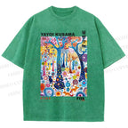 Unisex Yayoi Kusama Fox Printed Washed Tee