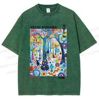 Unisex Yayoi Kusama Fox Printed Washed Tee