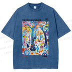 Unisex Yayoi Kusama Fox Printed Washed Tee
