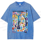 Unisex Yayoi Kusama Fox Printed Washed Tee