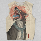 Unisex Japanese Style Wolf Printed Tank Top