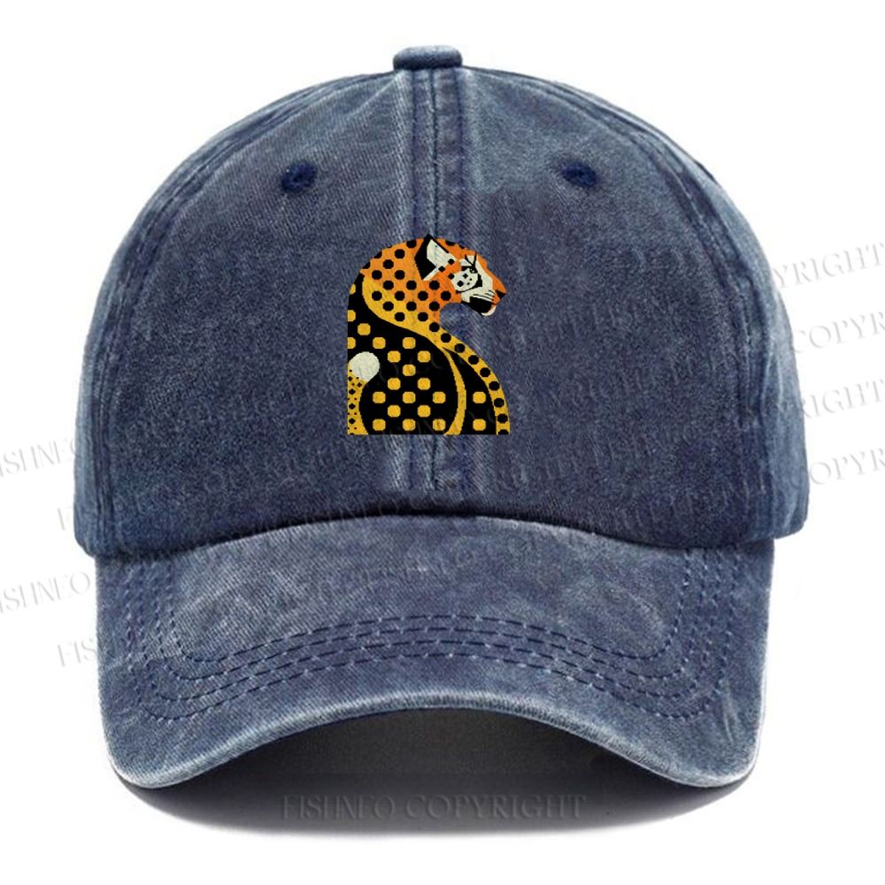 Unisex Panther Vintage Casual Washed Cap