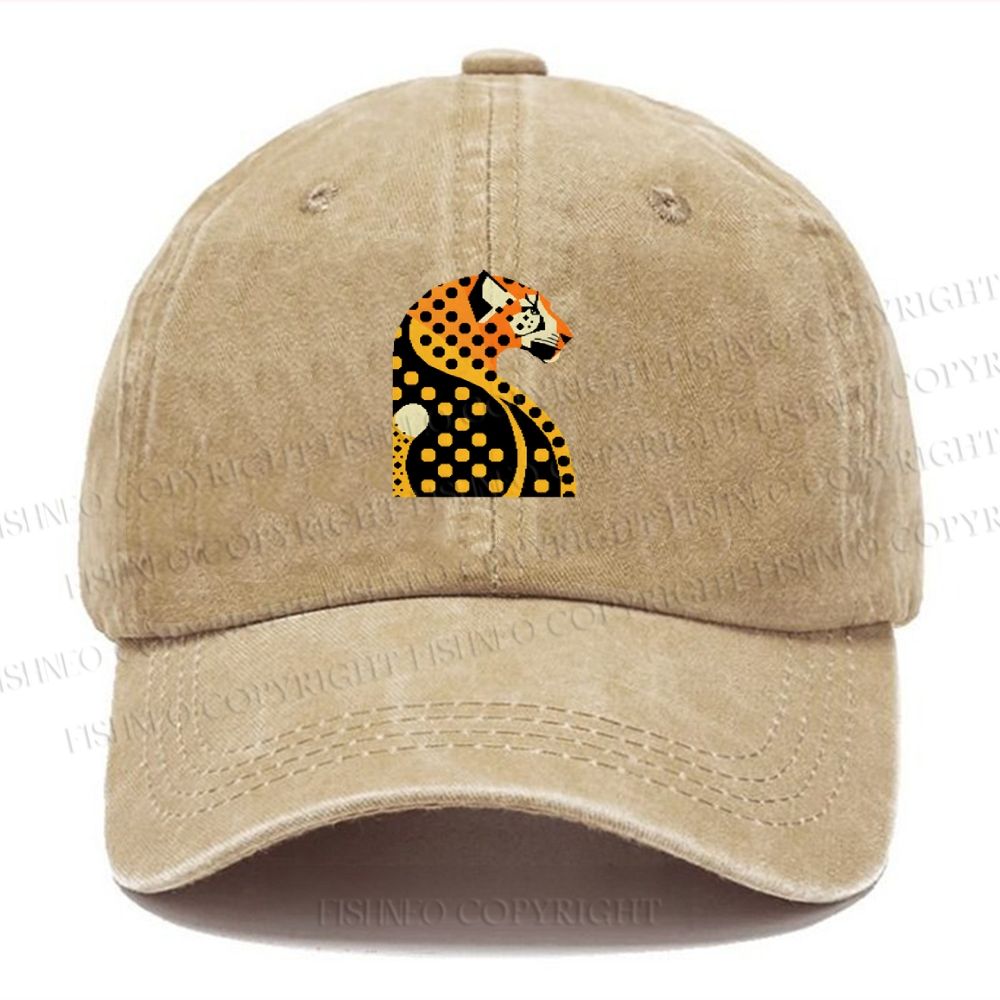 Unisex Panther Vintage Casual Washed Cap