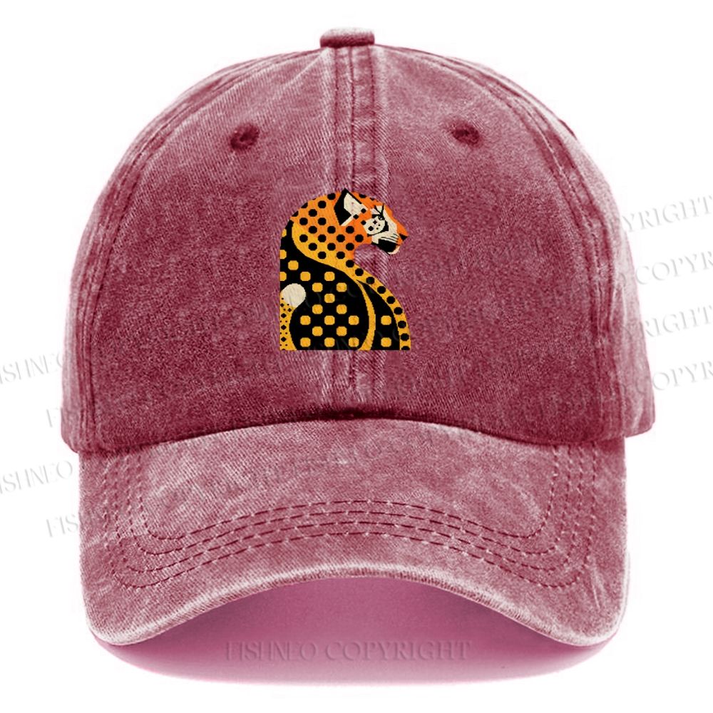 Unisex Panther Vintage Casual Washed Cap