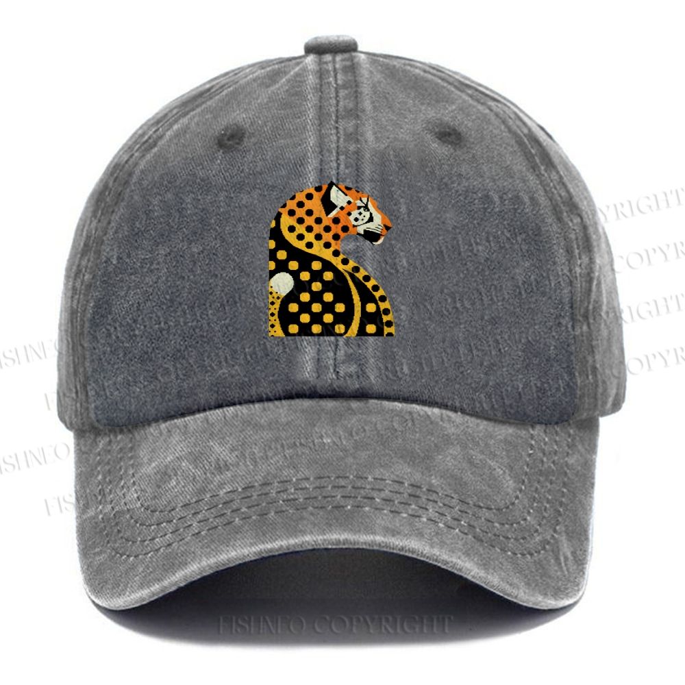 Unisex Panther Vintage Casual Washed Cap