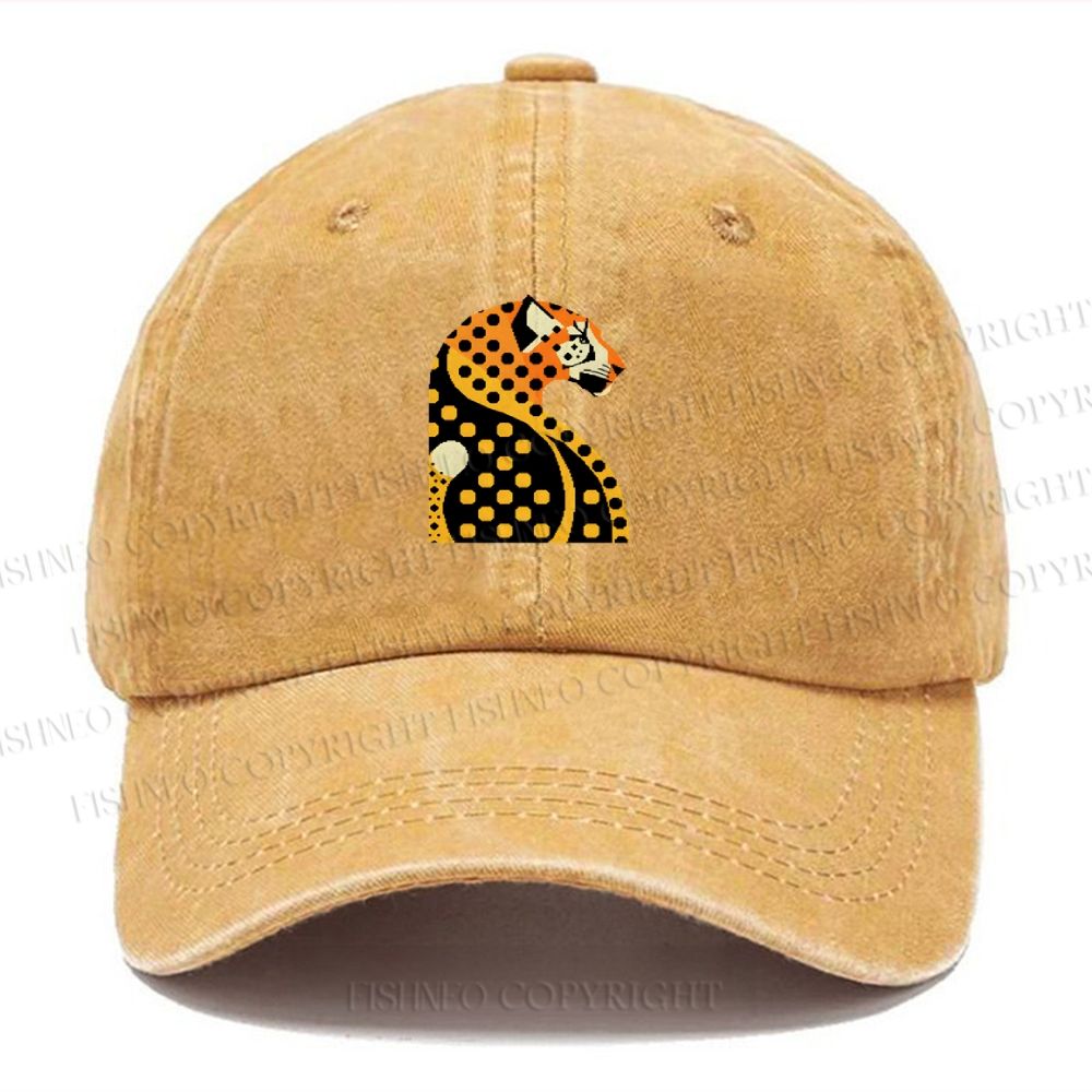 Unisex Panther Vintage Casual Washed Cap
