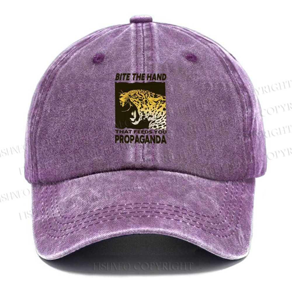 Unisex Bite the Hand That Feeds You Propaganda Panther Vintage Casual Washed Cap