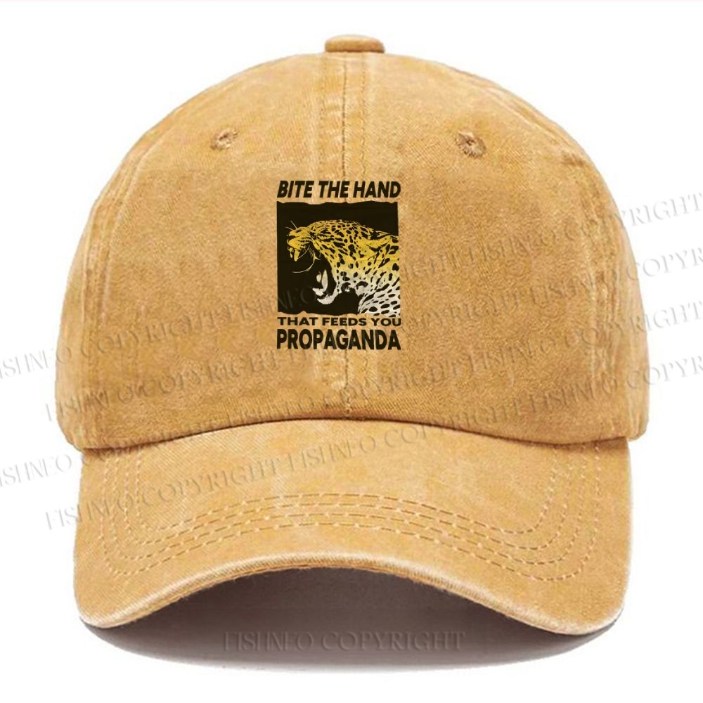 Unisex Bite the Hand That Feeds You Propaganda Panther Vintage Casual Washed Cap