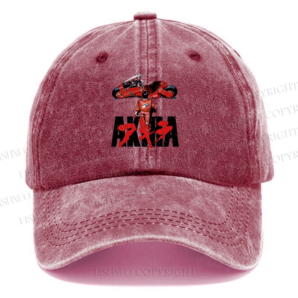 Unisex Vintage Casual Akira Printed Washed Cap