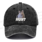 Unisex Vintage Casual Funny Cat Meme Washed Cap