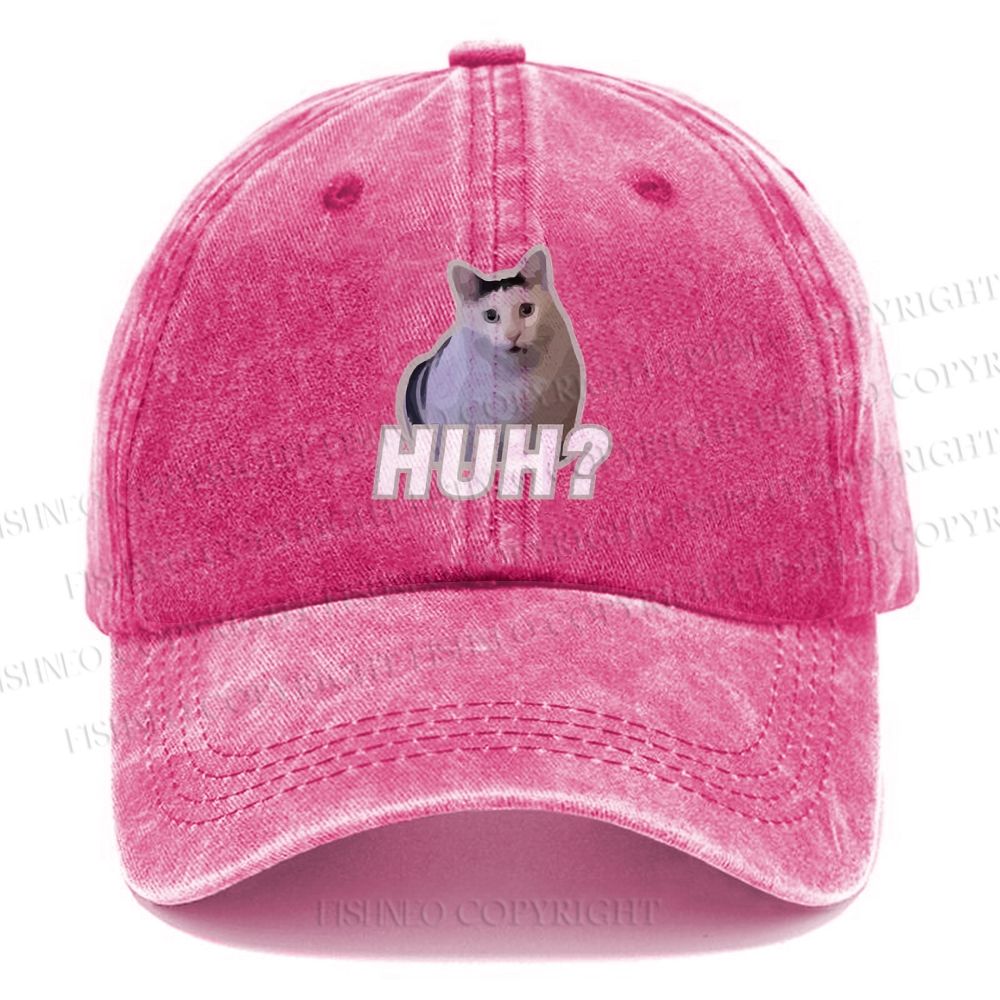 Unisex Vintage Casual Funny Cat Meme Washed Cap