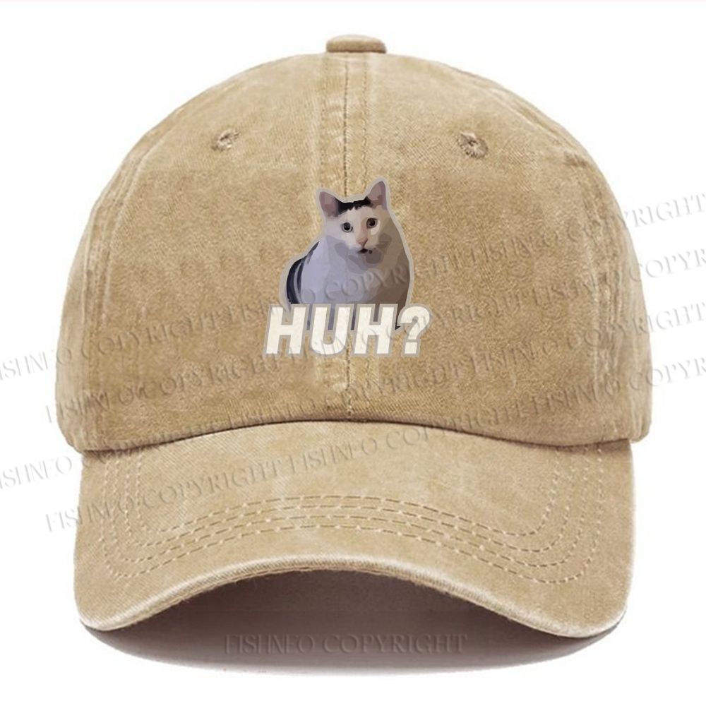Unisex Vintage Casual Funny Cat Meme Washed Cap