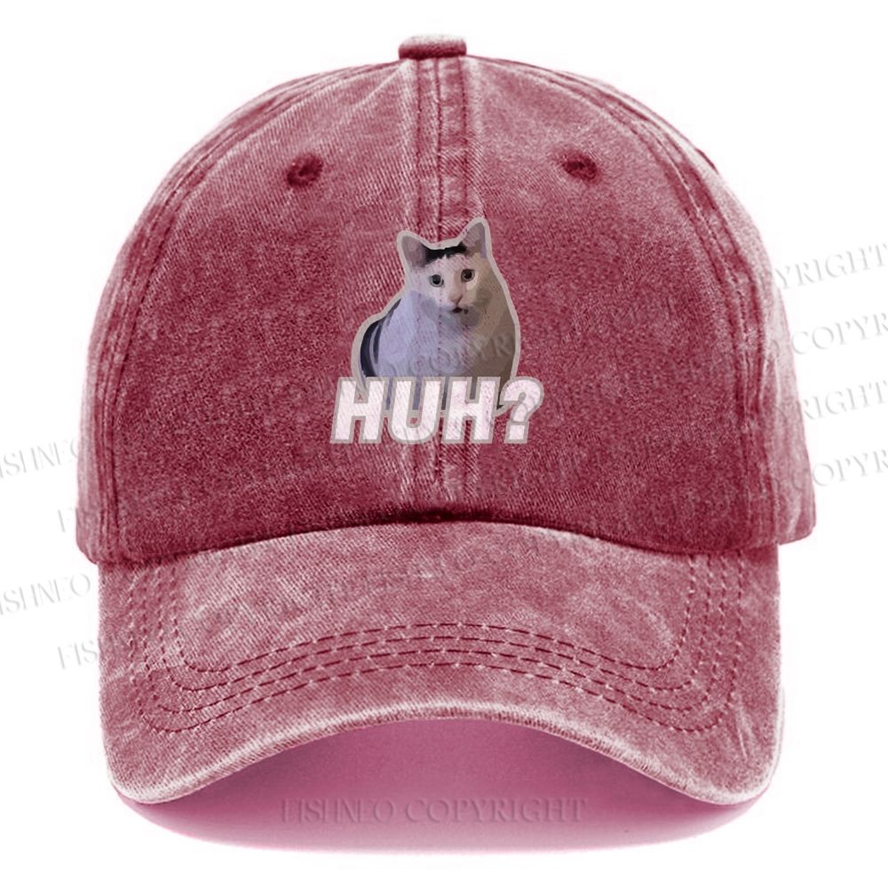Unisex Vintage Casual Funny Cat Meme Washed Cap