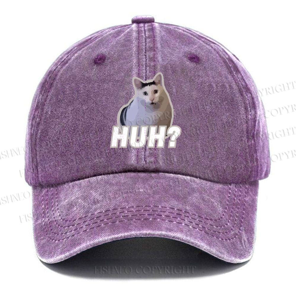Unisex Vintage Casual Funny Cat Meme Washed Cap