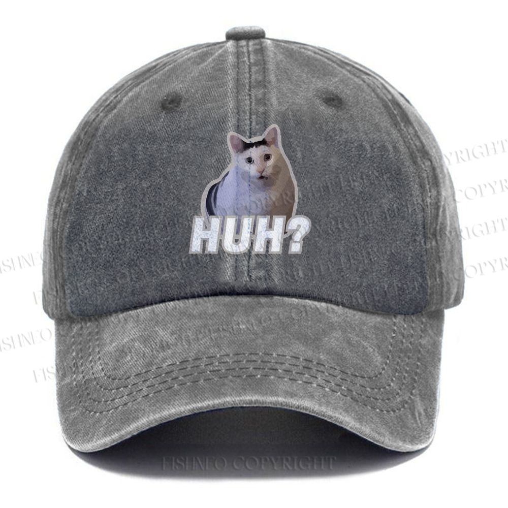 Unisex Vintage Casual Funny Cat Meme Washed Cap