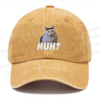 Unisex Vintage Casual Funny Cat Meme Washed Cap