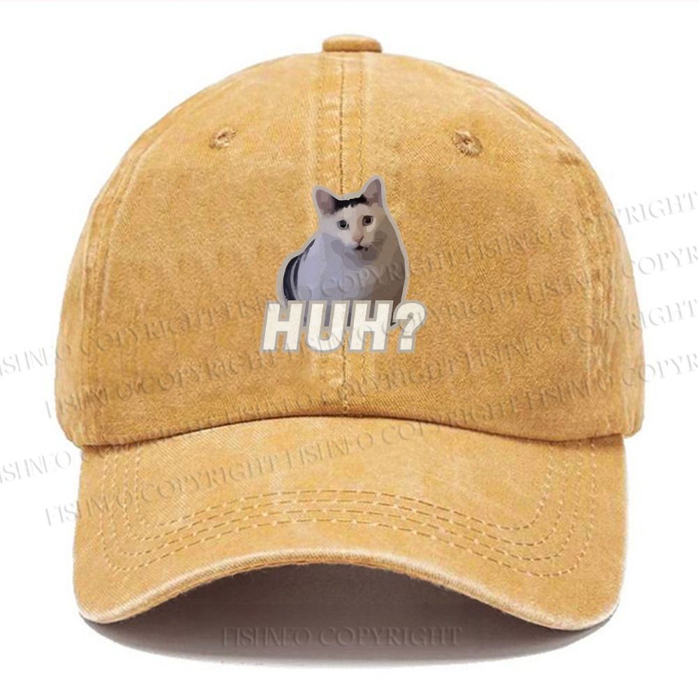 Unisex Vintage Casual Funny Cat Meme Washed Cap