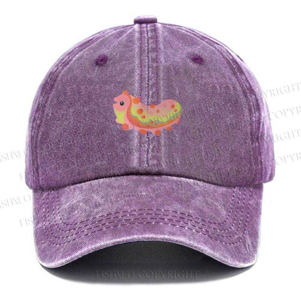 Unisex Vintage Colorful Caterpillar Printed Casual Washed Cap