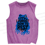 Unisex I Forget How To Rest Printed Washed Tank Top