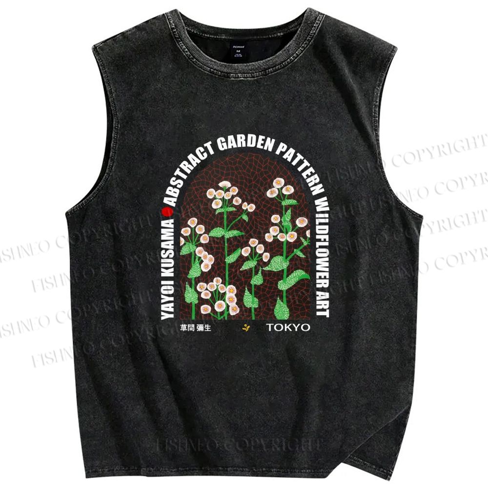 Unisex Yayoi Kusama Daisy Printed Washed Tank Top