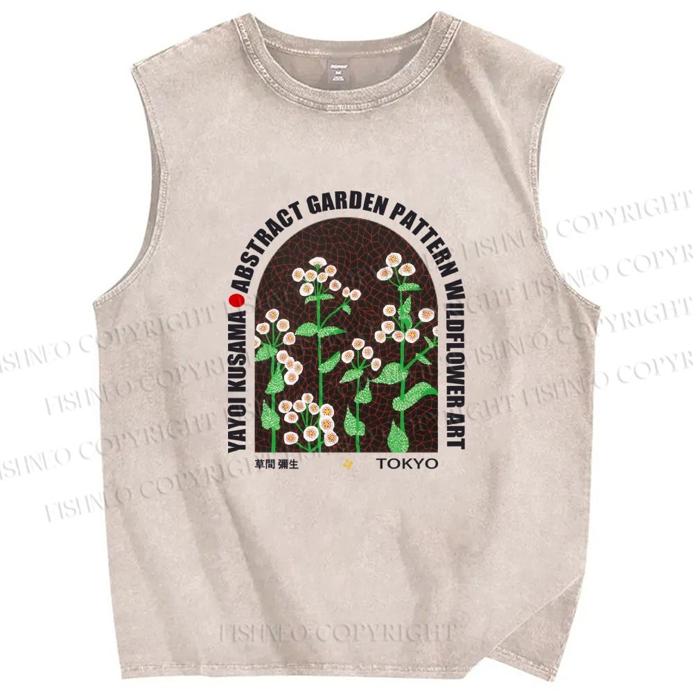 Unisex Yayoi Kusama Daisy Printed Washed Tank Top