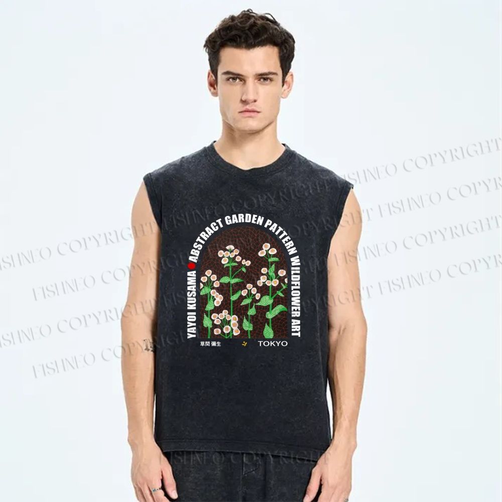 Unisex Yayoi Kusama Daisy Printed Washed Tank Top