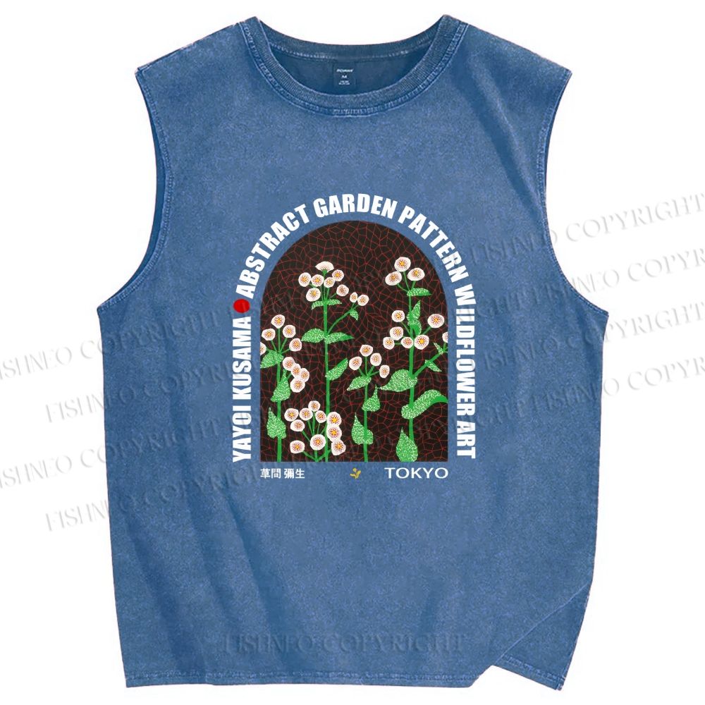 Unisex Yayoi Kusama Daisy Printed Washed Tank Top