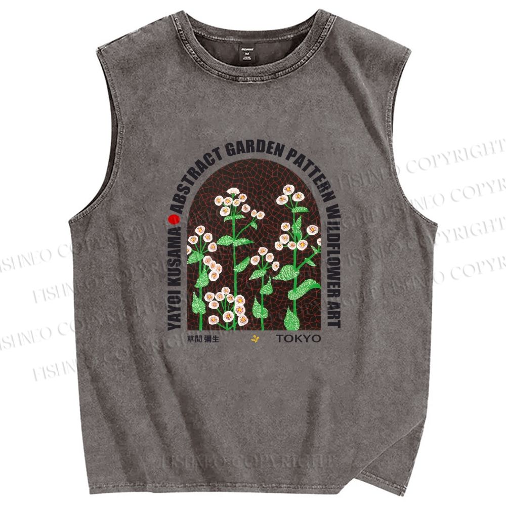 Unisex Yayoi Kusama Daisy Printed Washed Tank Top