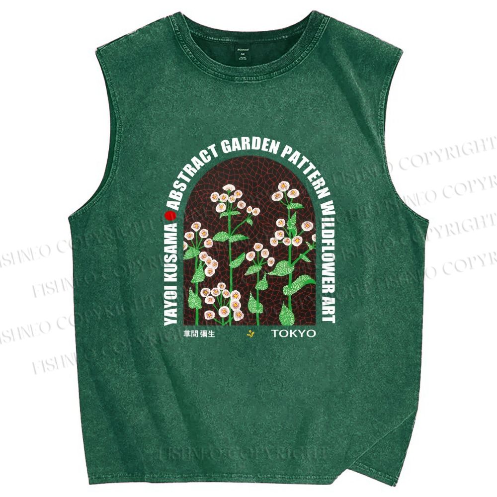 Unisex Yayoi Kusama Daisy Printed Washed Tank Top