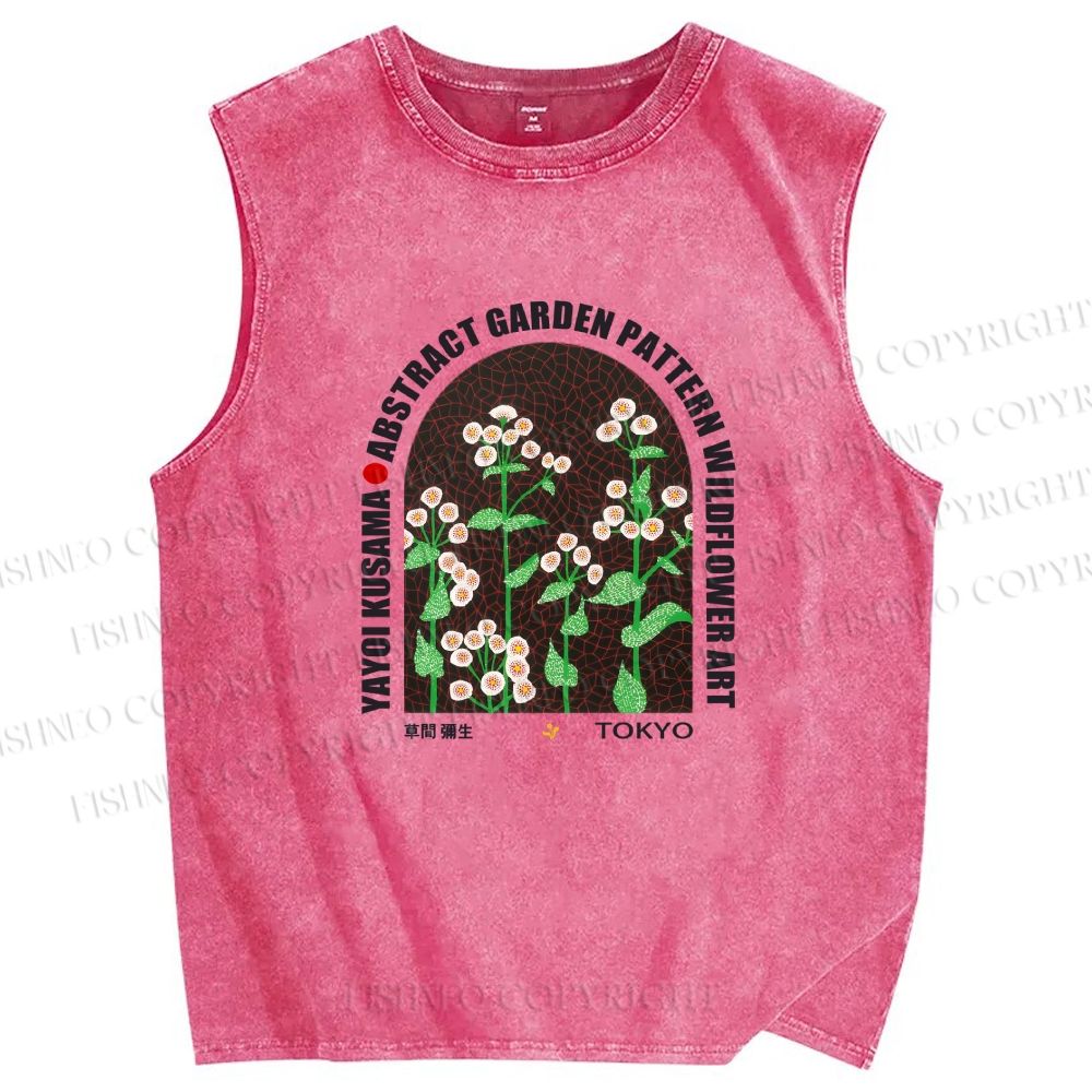 Unisex Yayoi Kusama Daisy Printed Washed Tank Top