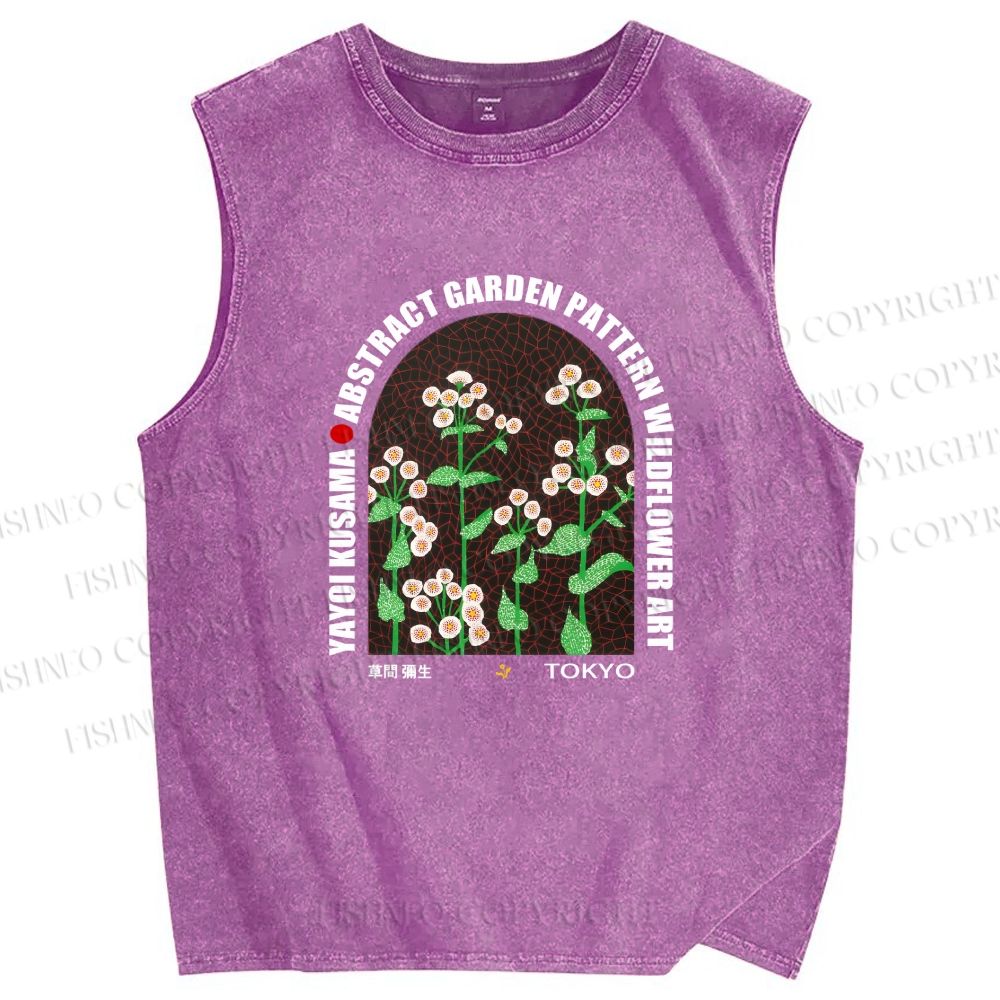 Unisex Yayoi Kusama Daisy Printed Washed Tank Top
