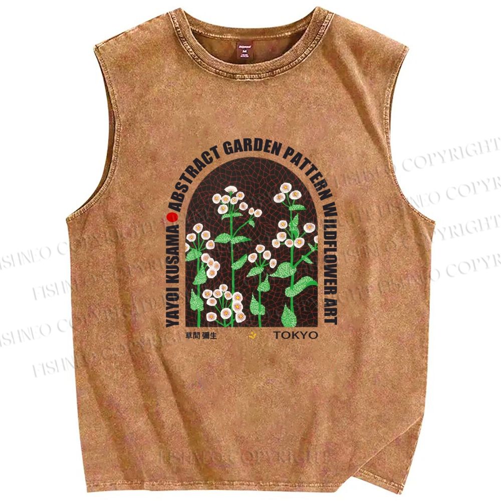 Unisex Yayoi Kusama Daisy Printed Washed Tank Top