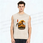 Unisex Coffee Cup Surfing Printed Washed Tank Top
