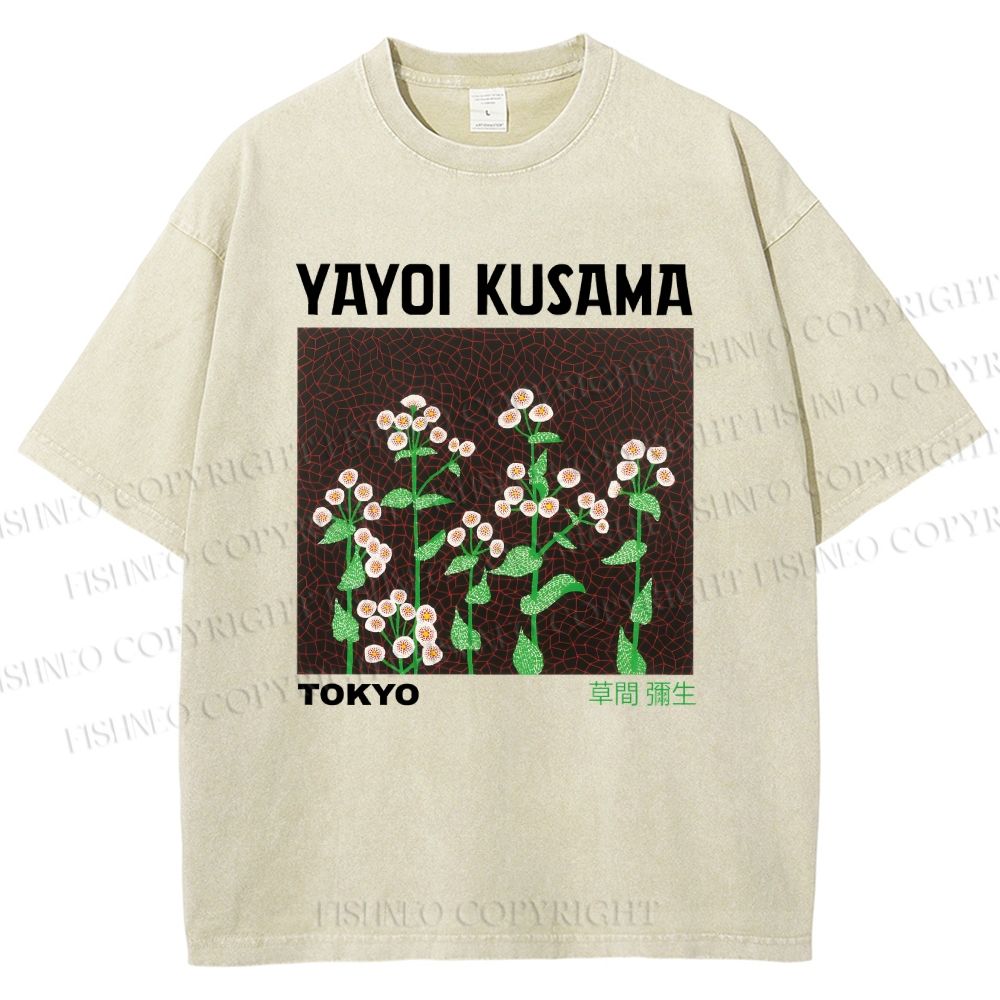 Unisex Yayoi Kusama Daisy Printed Washed Tee