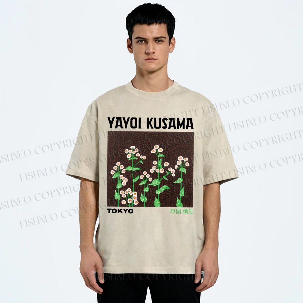 Unisex Yayoi Kusama Daisy Printed Washed Tee