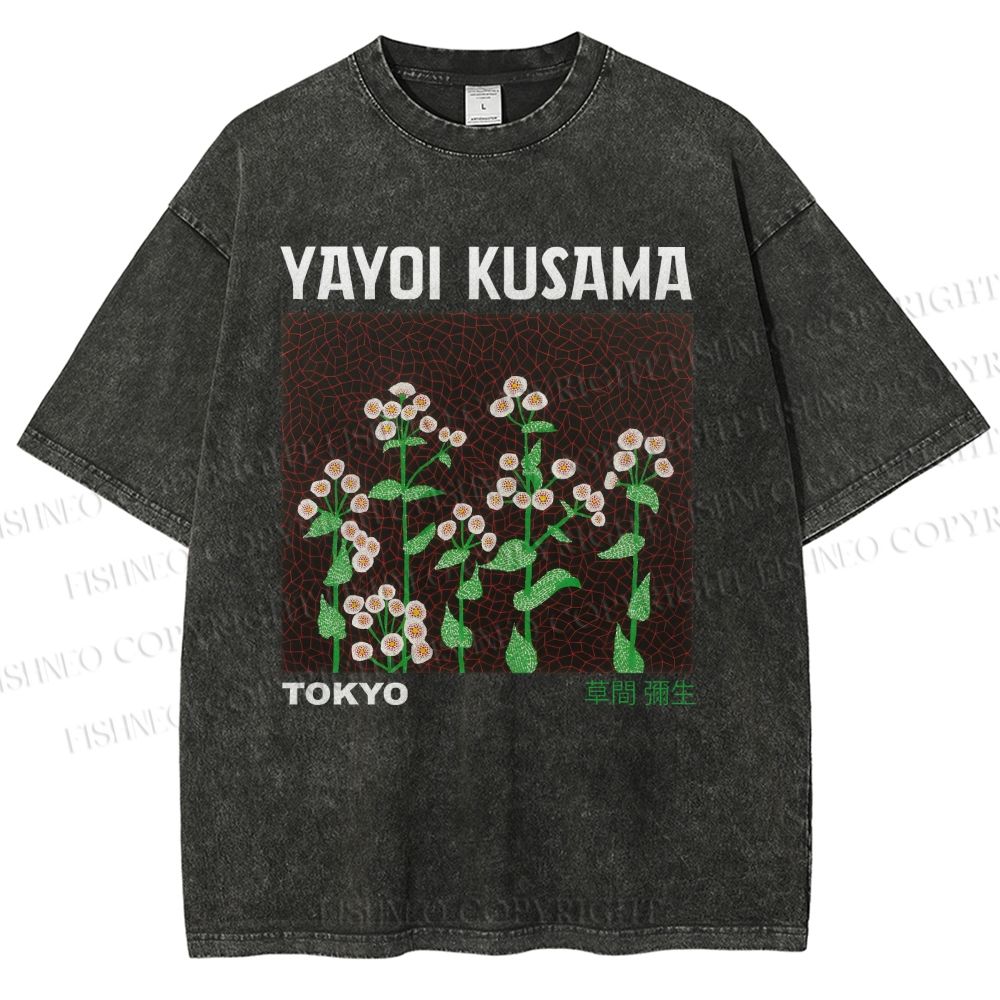 Unisex Yayoi Kusama Daisy Printed Washed Tee