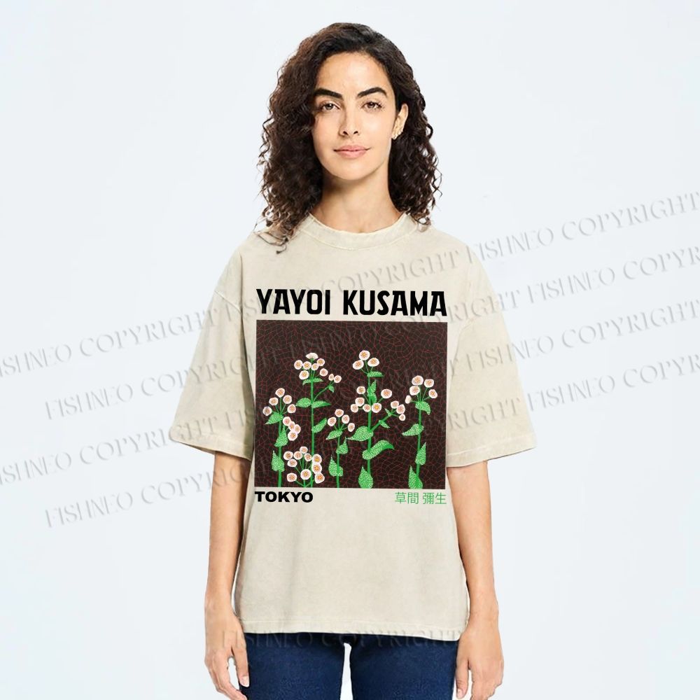 Unisex Yayoi Kusama Daisy Printed Washed Tee