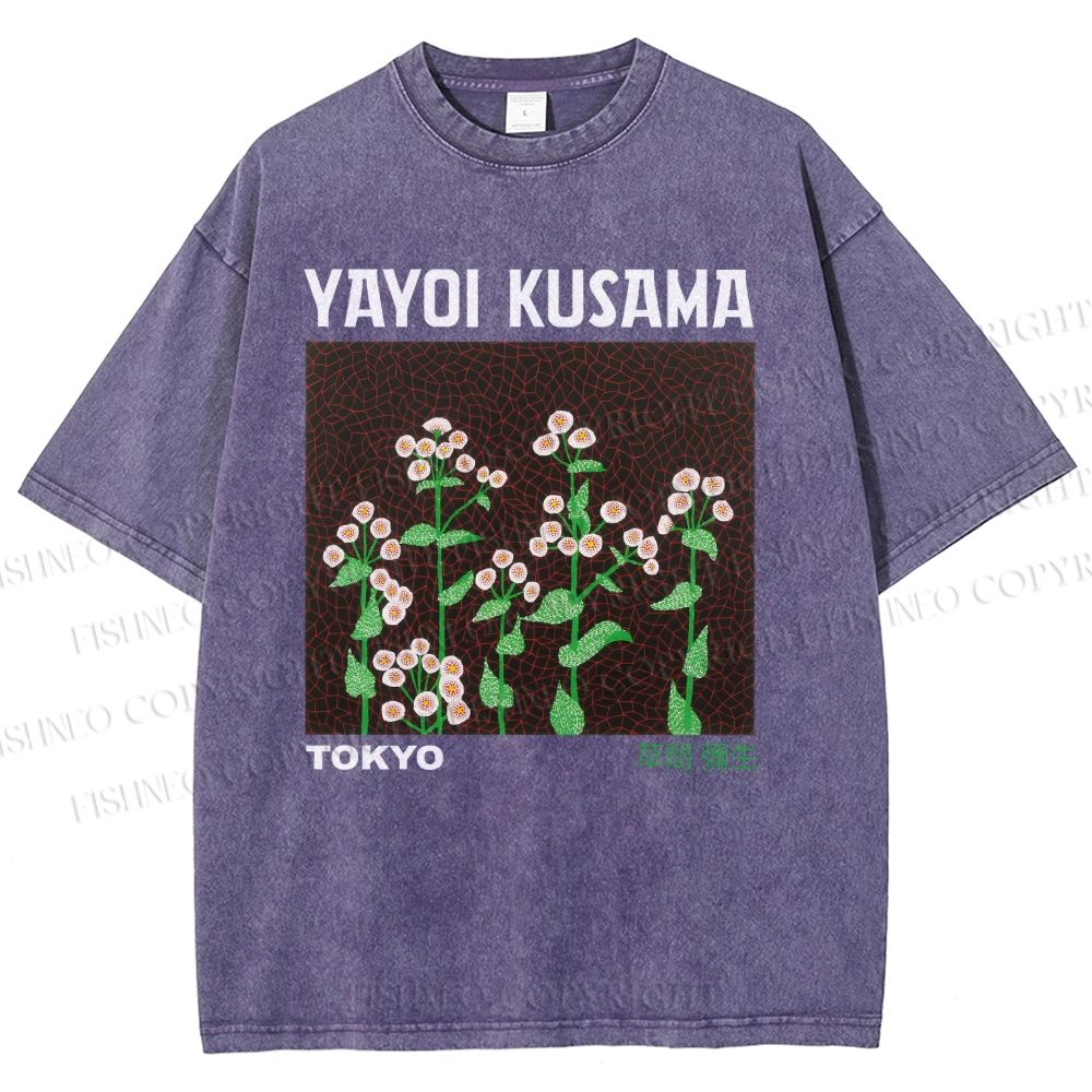 Unisex Yayoi Kusama Daisy Printed Washed Tee